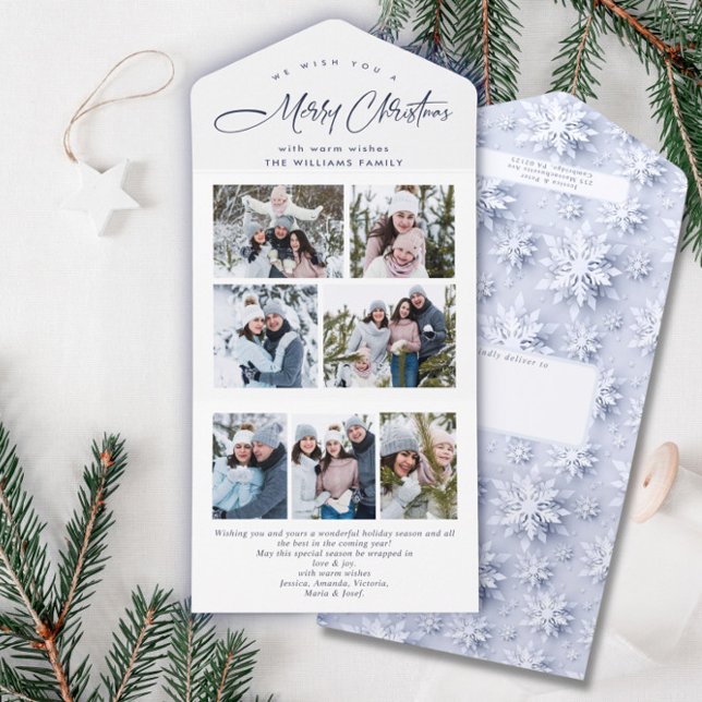 Élégant Noël 7 Photo Grey Carte de vacances (Créateur téléchargé)