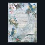 Elégant Noël Bluebirds et collection de musique<br><div class="desc">Elégant design floral rustique avec des bleuets vintages perchés sur des boughs de saint et de pin, des roses de chien blanc, une ferme pittoresque avec roue à eau, écriture manuscrite, des rouleaux et des fleurs blanches avec musique "Home Sweet Home" dans cadre orné gravé. L'Arrière - plan présente un...</div>