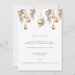 Élégant Noël Floral Fiançailles Invitation