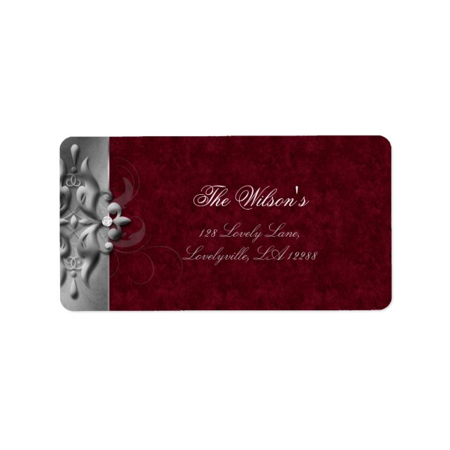 Élégant Noël Mariage Étiquette Bijoux Rouge (Devant)