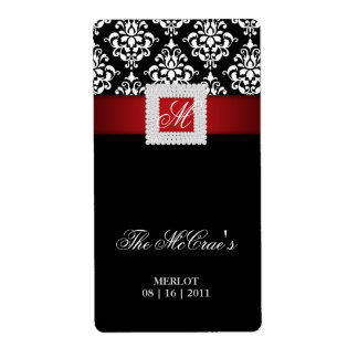 Élégant Noël Mariage Vin Étiquette Bijoux Rouge No