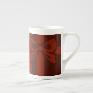 Élégant Noël Red Bow détails Bone China Mug