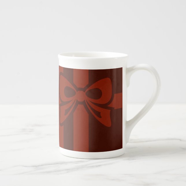 Élégant Noël Red Bow détails Bone China Mug (Droite)