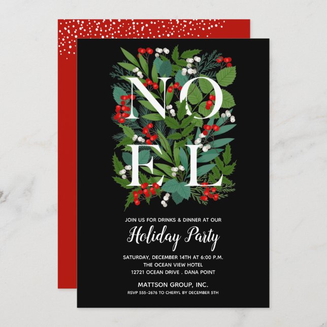 Elégant NOEL Vert Noël Invitations (Devant / Derrière)