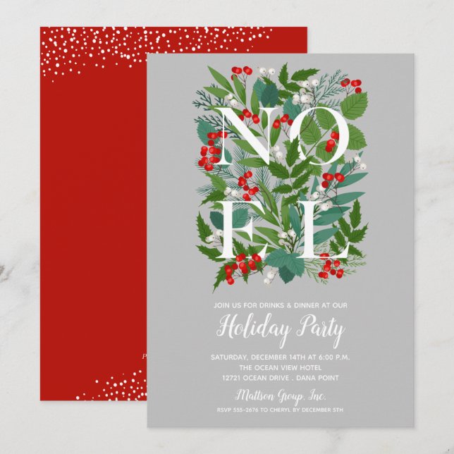 Elégant NOEL Vert Noël Invitations (Devant / Derrière)