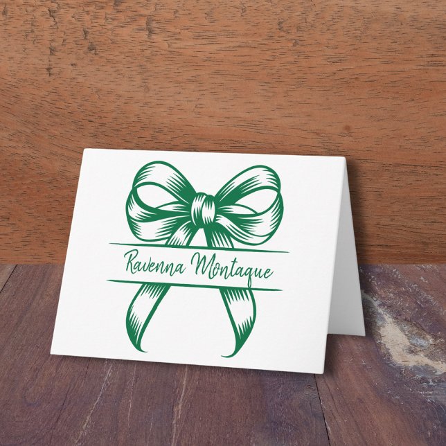 Élégant Nœud Décoratif Vert Chic Mariage Nom (Créateur téléchargé)