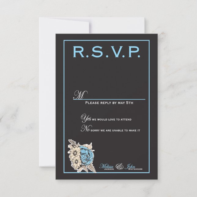 Elégant noir & blanc avec détails bleu clair (Devant)