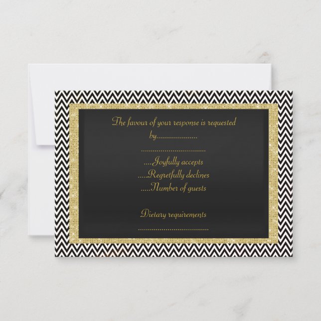 ELEGANT noir blanc Chevron RSVP (Devant)
