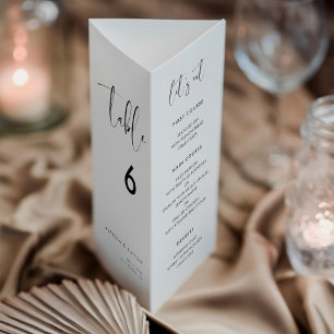 Elégant noir & blanc Menu Numéro de table triplé