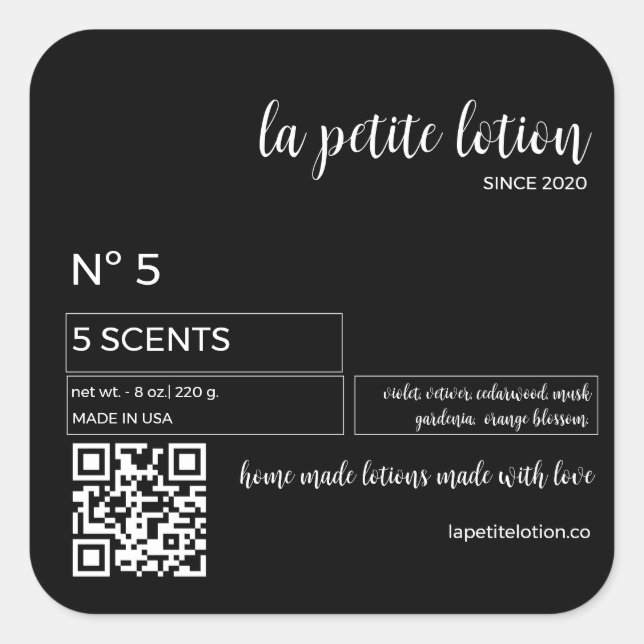 Elégant noir & blanc moderne étiquette bouteille c (Devant)