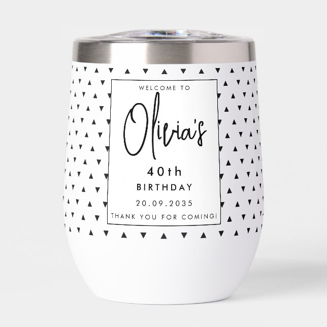 Élégant noir & blanc moderne Script de nom personn (Avant)