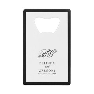 Elégant Noir Blanc Monogramme Mariage Faveur