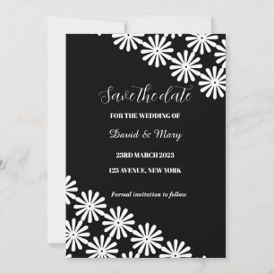 Élégant noir blanc Motif de dentelle florale