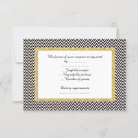 ÉLÉGANT NOIR BLANC OR CHEVRON RSVP