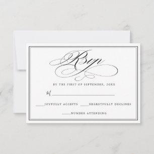 Elégant noir & blanc simple RSVP
