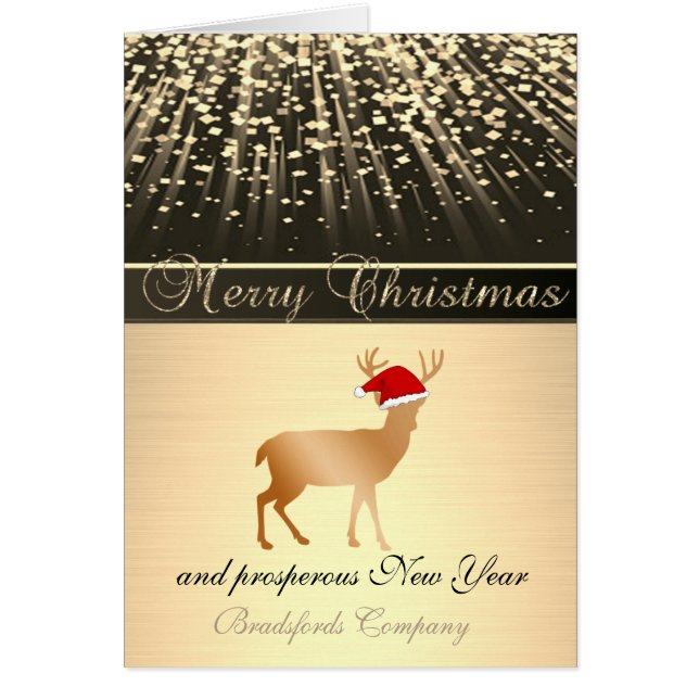 Elégant noir, Cerf de Noël Santa Hat, Entreprise (Devant)