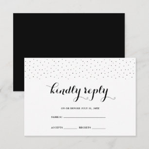 Elégant noir et blanc avec points noirs carte RSVP