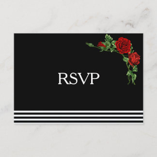 Elégant noir et blanc avec Rose rouge RSVP