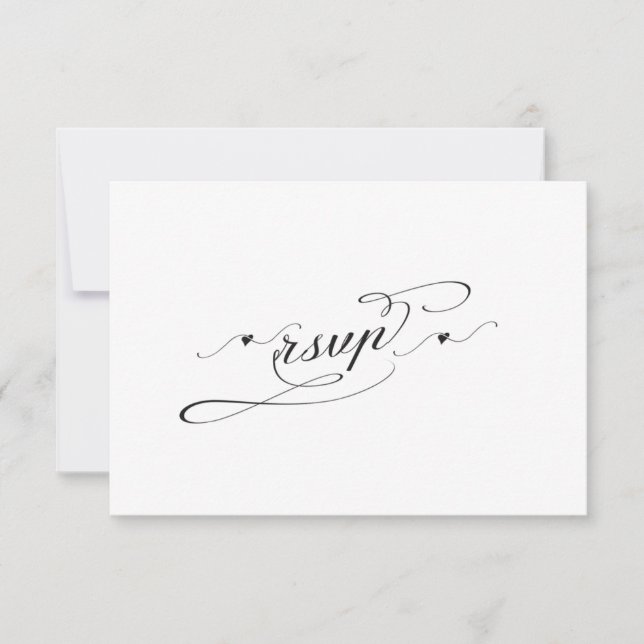 Elégant Noir et Blanc Calligraphie Mariage RSVP (Devant)