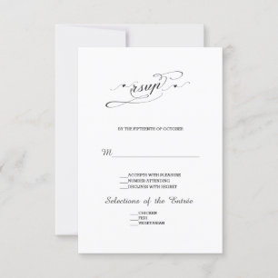 Elégant Noir et Blanc Calligraphie Mariage RSVP