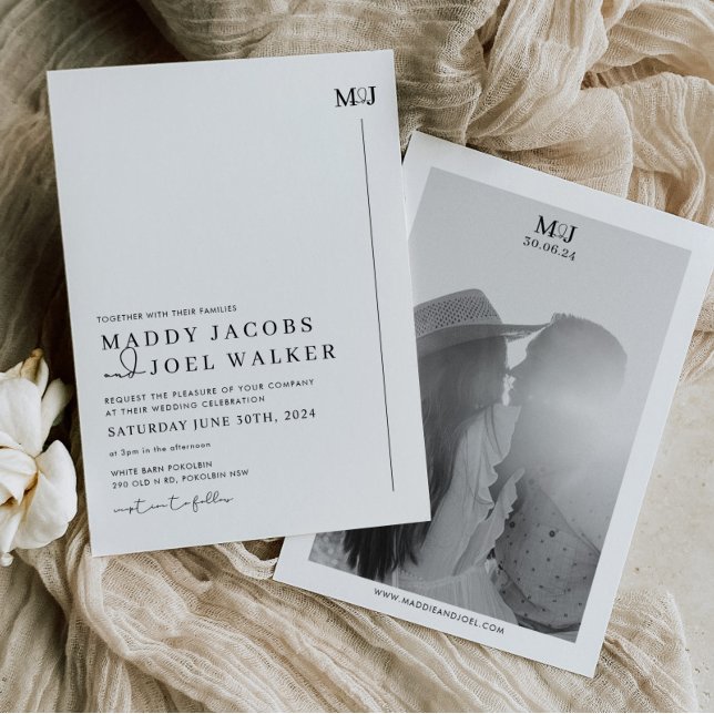 Elégant noir et blanc Faire-part de mariage MADDY (Créateur téléchargé)