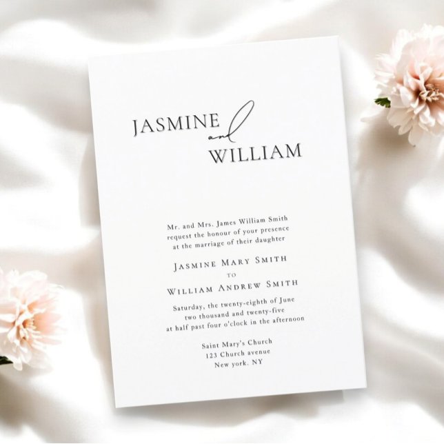 Elégant noir et blanc Faire-part de mariage modern (modern traditional wedding invitation by willows weddings )