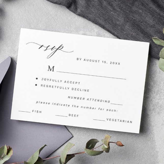 Élégant noir et blanc menu choix mariage rsvp (Créateur téléchargé)