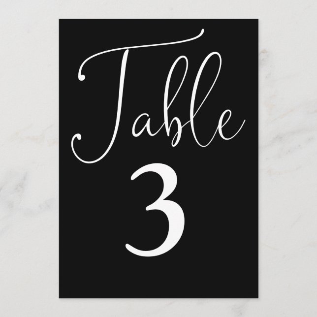 Élégant Noir Et Blanc Simple Grand Numéro De Table (Devant)