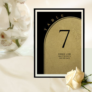 Élégant Noir et Or, Numéro de Table de Mariage à A