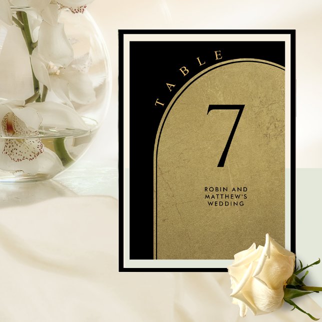 Élégant Noir et Or, Numéro de Table de Mariage à A (Créateur téléchargé)