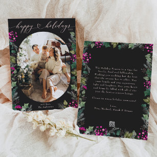 Elégant noir et rose Rustique Bonne Carte de Vacan