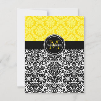 Elégant noir jaune Damas Personnalisé