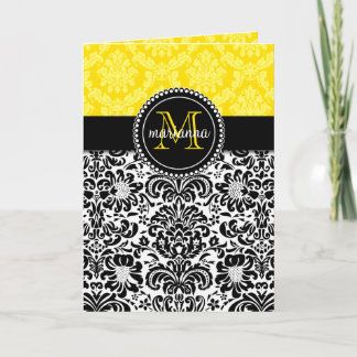 Elégant noir jaune Damas Personnalisé