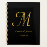 Élégant Noir moderne Monogramme Mariage de script<br><div class="desc">Élégant Noir moderne Monogramme Wedding planner de script</div>