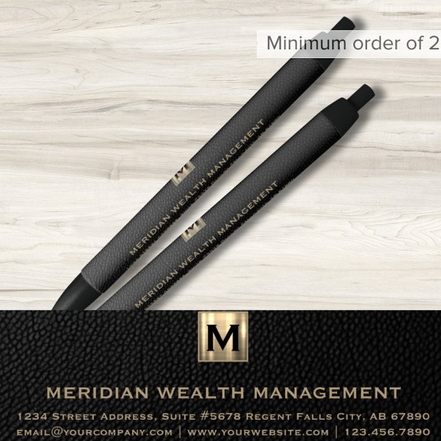 Élégant noir Monogramme Financial Planner Stylo (Créateur téléchargé)