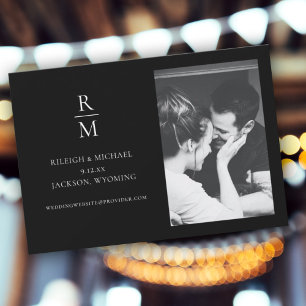 Élégant Noir Monogramme Mariage Enregistrer la Dat