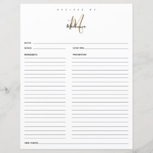 Élégant Noir Monogramme Nom Recettes Par Recette