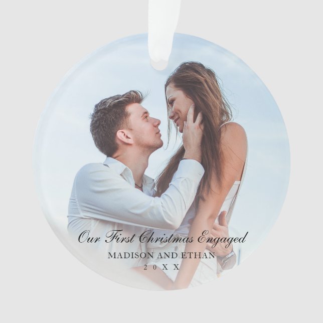 Elégant Noir Notre premier Noël Engagé Photo (devant)