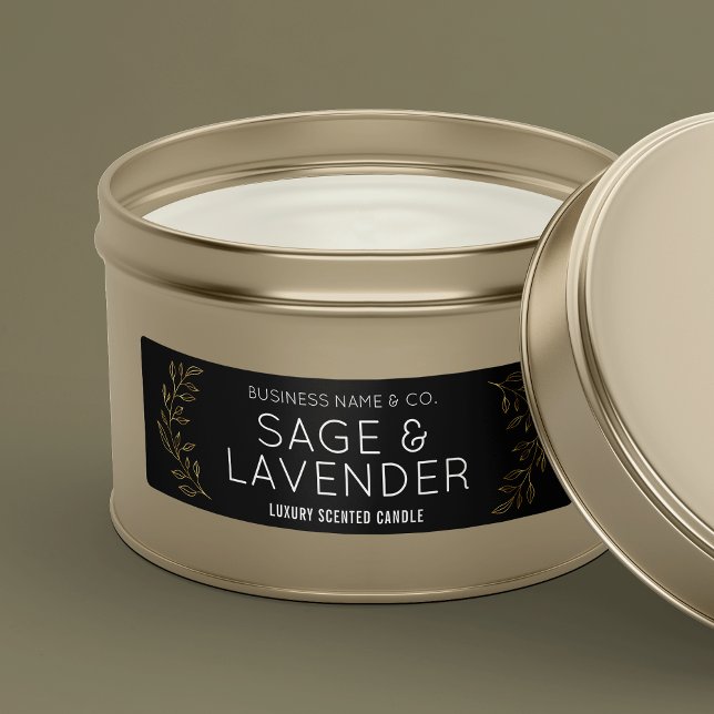 Élégant noir & or Floral produit mince Étiquette d (Elegant gold effect floral rectangle product label perfect - Use it horizontally or vertically)