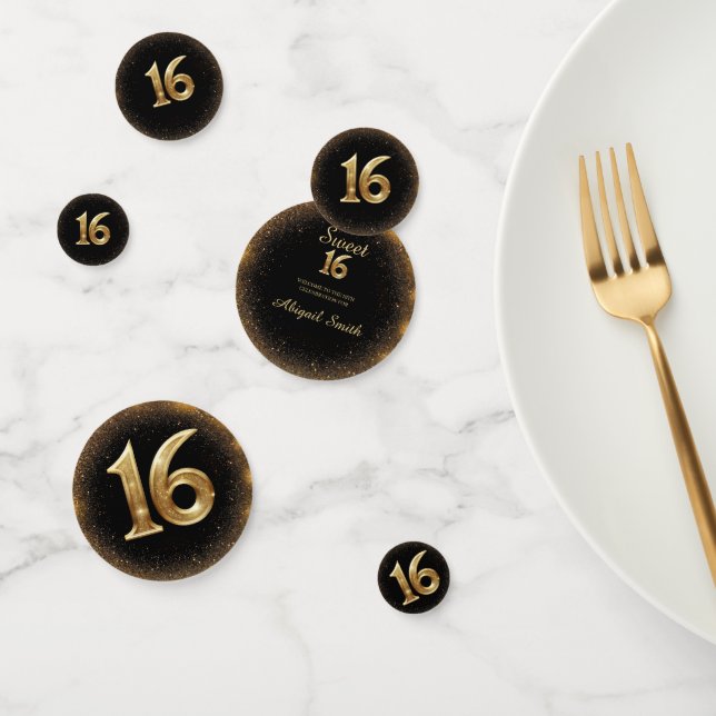 Élégant Noir & Or Sparkle Table Confetti (Groupe)