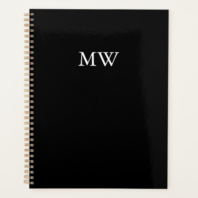 Élégant noir personnalisation monogramme initiales (Devant)