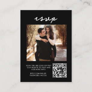 Élégant noir Qr Code Mariage RSVP Enclôture Carte