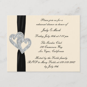 Élégant noir Ruban de répétition Dîner Invitation