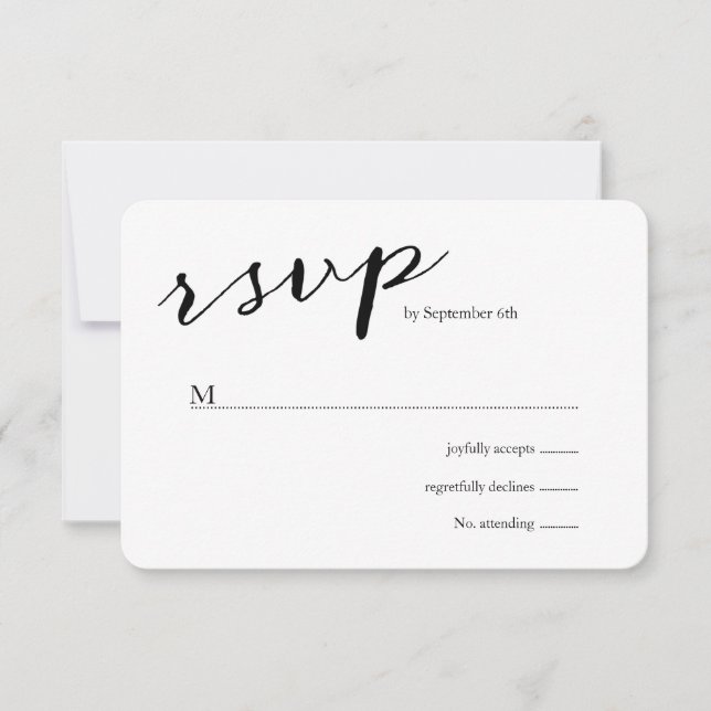 Elégant Noir Stripes Mariage RSVP (Devant)