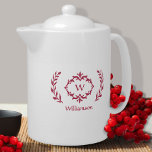 Élégant Nom Monogramme Couronne Moderne Magenta Ro<br><div class="desc">Personnalisez votre cuisine avec notre nom monogrammé élégant et le design magenta rouge & blanc initial avec une couronne de laurier unique et une option de texte personnalisée. Toutes les couleurs de ce design, y compris l'image de couronne, peuvent être changées en n'importe quelle couleur de votre choix avec l'outil...</div>