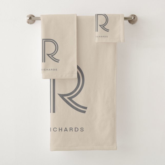 Élégant nom monogramme gris beige (En situation)