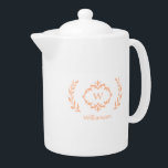 Élégant Nom Monogramme Poche de Serre Moderne & Bl<br><div class="desc">Personnalisez votre cuisine avec notre nom monogrammé élégant et le design de pêche et de blanc à la mode initial avec une couronne de laurier unique et une option de texte personnalisée. Toutes les couleurs de ce design, y compris l'image de couronne, peuvent être changées en n'importe quelle couleur de...</div>