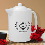 Élégant Nom Monogramme Wreath moderne noir & blanc<br><div class="desc">Personnalisez votre cuisine avec notre nom monogrammé élégant et le design noir & blanc de luxe à la mode initial avec une couronne de laurier unique et option de texte personnalisé. Toutes les couleurs de ce design, y compris l'image de couronne, peuvent être changées en n'importe quelle couleur de votre...</div>