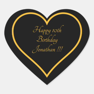 Élégant Nom Or Joyeux Anniversaire Coeur Sticker