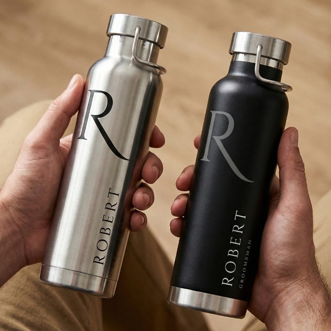 Élégant Nom Personnalisé Moderne & Bouteille d'eau (Créateur téléchargé)
